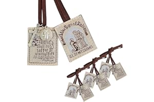 TALPGOD Scapulars Catholic, 3 Pack Bulk Brown Scapular Of Our Lady Of Mount Carmel, Escapularios Catolicos Scapular Catholic Gift For Women Man With St Benedict Medal Pardon Crucifix Decoration