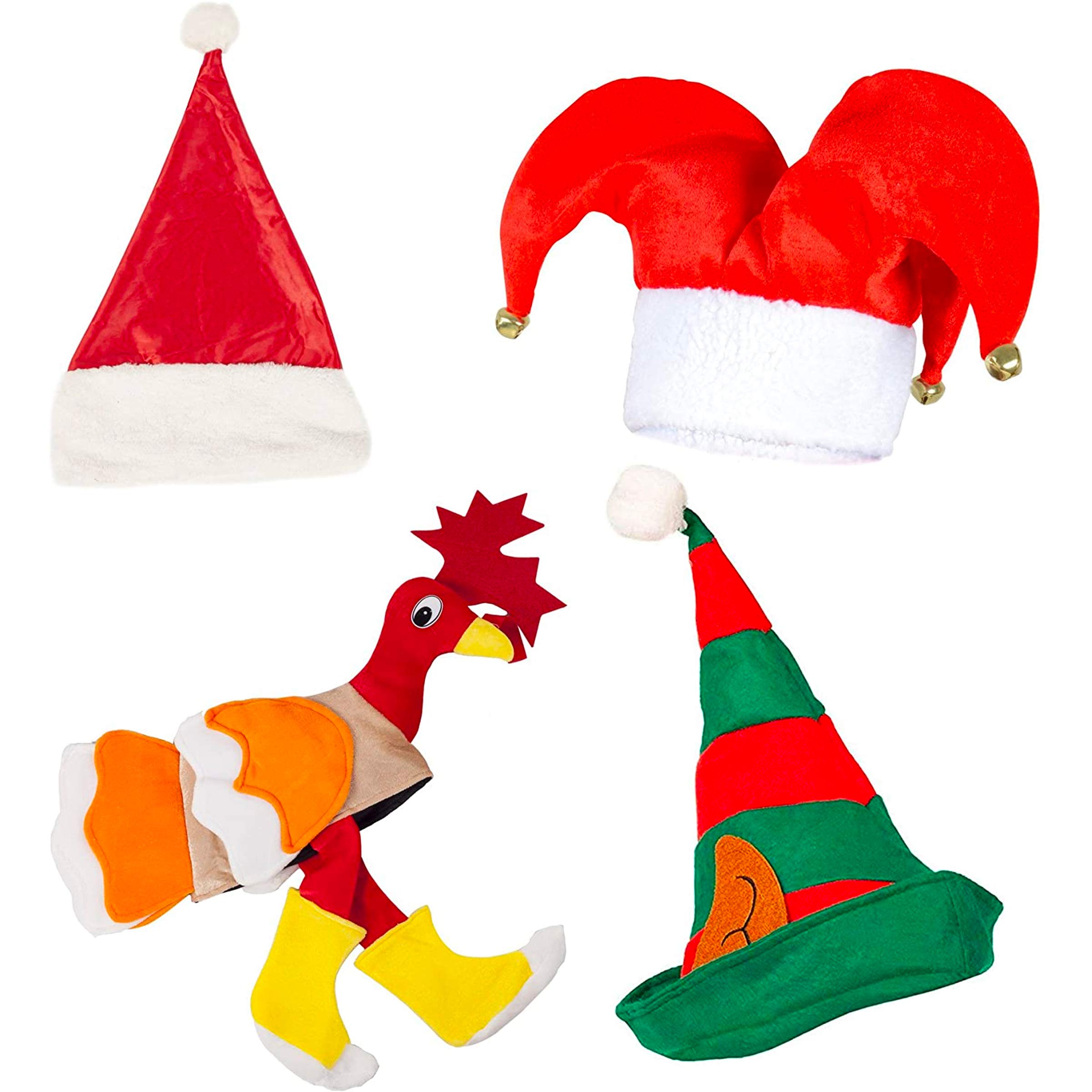 Robelli Set of 4 Deluxe Quality Christmas Novelty Hats