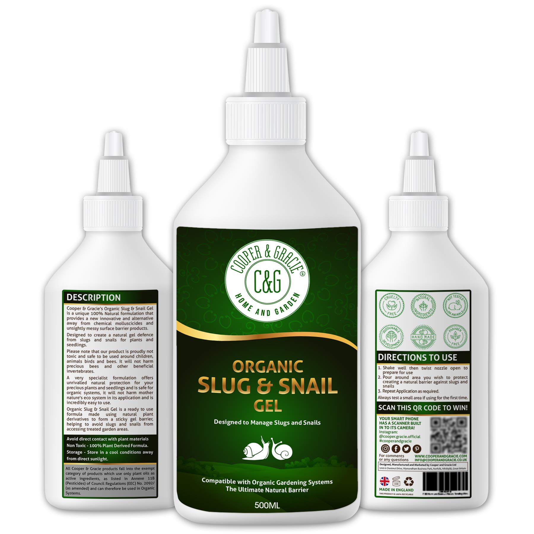 C&G Home and Garden | Organic Slug and Snail Gel 500 ML | Plant Defence | Non-Toxic Plant Based Natural Gel | Miracle Eco Friendly Deterrence Against Slug and Snail for Plants Flowers and Seeds