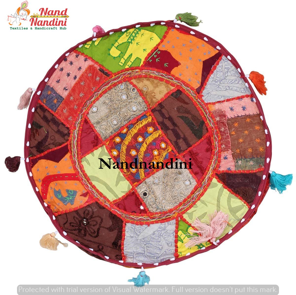 Indio hecho a mano del puf de algodón cubierta Vintage Patchwork Puf