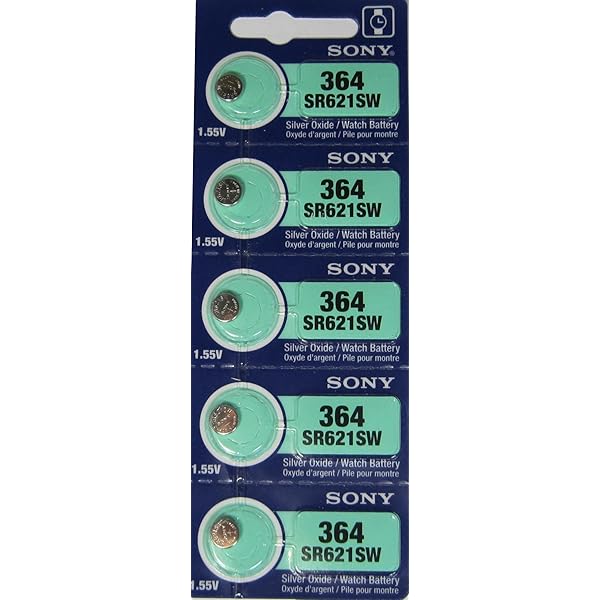 Amazon Com Sony 364 Sr621sw 1 55v Silver Oxide 0 Hg Mercury Free Watch Battery 5 Batteries Electronics