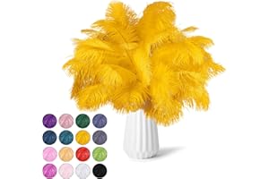 NEWONG 30pcs Gold Ostrich Feathers Natural Bulk 8-10inch(20-25cm) Vase Craft Wedding Home Party Centerpieces Christmas Day Decoration
