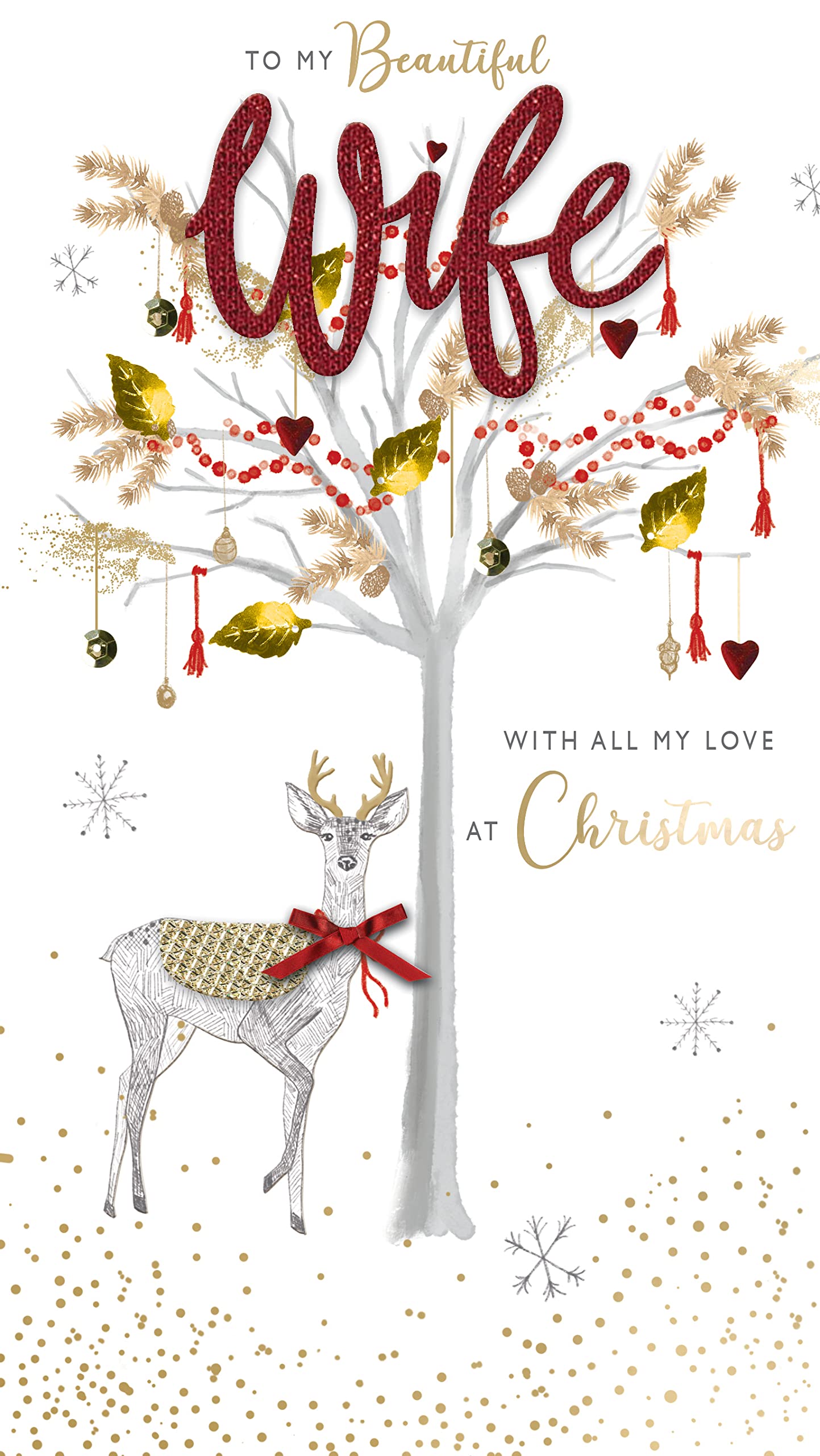 To My Beautiful Wife Embellished Christmas Card Hand-Finished Champagne Cards XCDC420