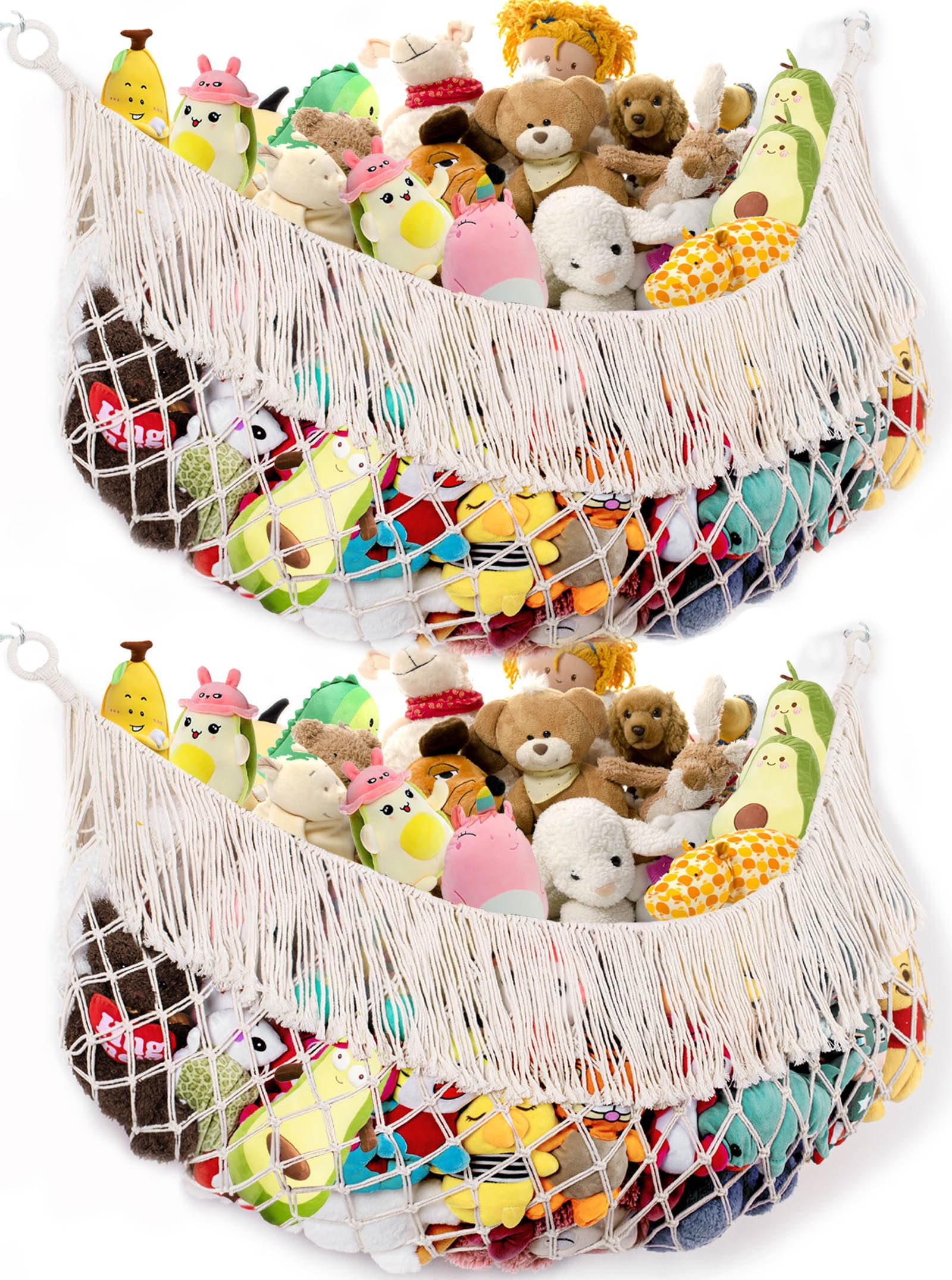 Photo 1 of PrimZooty Extra Large Stuffed Animal Hammock - Cream 2PACK, Stuffed Animal Storage, Stuffed Animal Holder Net, Toy Hammock Large, Toy Storage Organizer