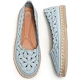 HEAWISH Women’s Ballet Flat Daisy Round Toe Dress Shoes Casual Slip On Rope Loafer