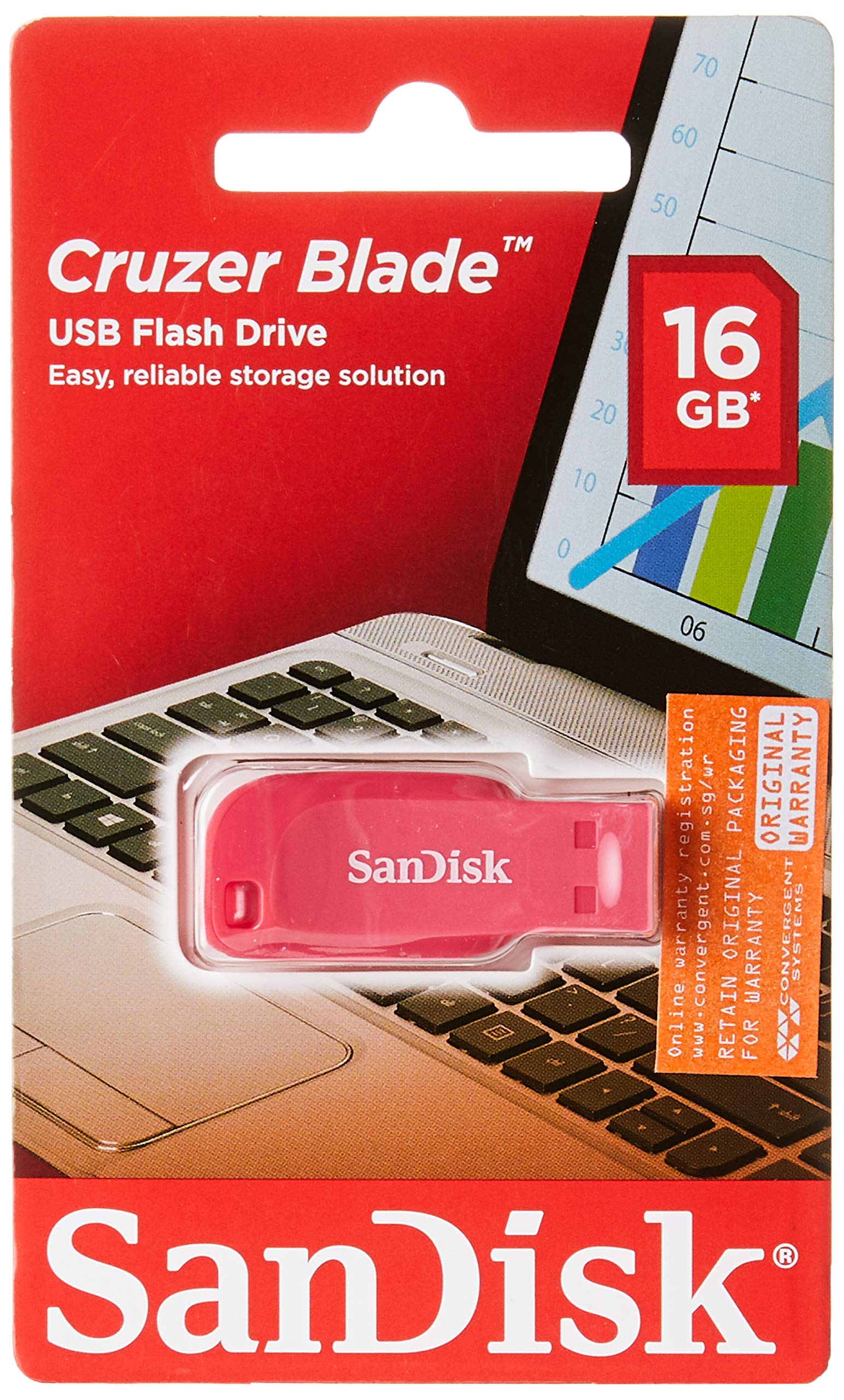 SanDisk SDCZ50C-016G-B35PE 16 GB Cruzer Blade USB Flash Drive - Electric Pink