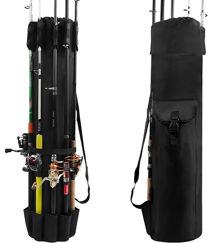 AGOOL Fishing Rod Case Fishing Pole Bag Case 4.27 ft Portable Waterproof Rod Reel Organizer Oxford Fish Bag for Saltwater Freshwater Ice Fishing Gift : Sports & Outdoors