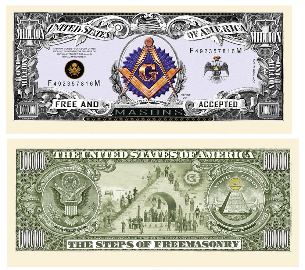 American Art Classics Freemason Masonic Million Dollar Bills - Pack of 10 -  Best Gift for Freemasons and Freemasonry- Buy Online in El Salvador at  Desertcart - 4373281.