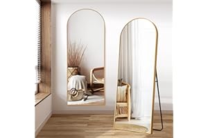DESBING Arched Full Length Mirror, 65”x24” Floor Length Mirror with Metal Frame, Gold Full Body Mirror for Bedroom Living Roo