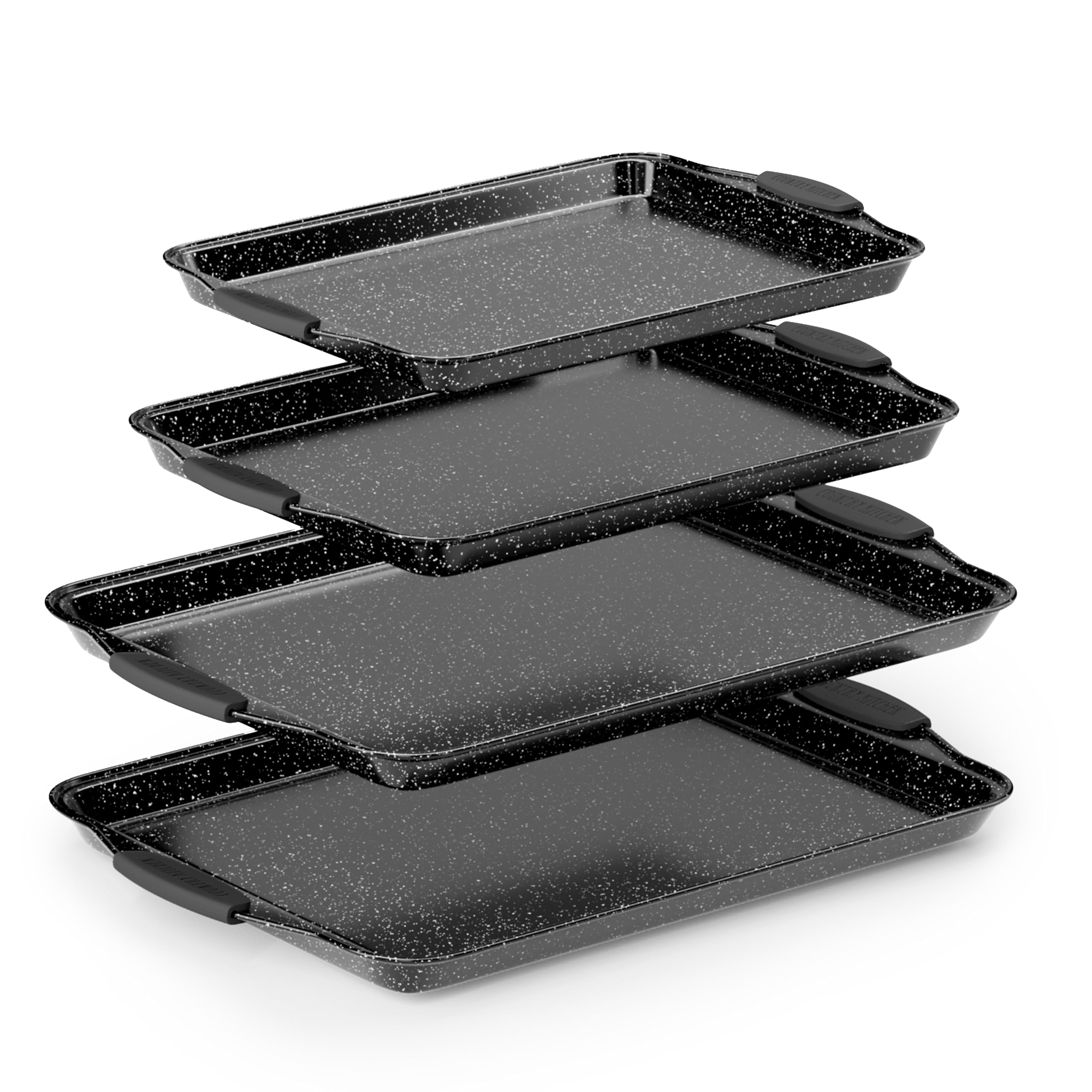 Photo 1 of Country Kitchen Nonstick Stackable Bakeware Set - Heavy Duty, Durable, Easy Release Baking Set, Black, 4 Pcs