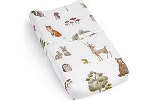 Sweet Jojo Designs Woodland Forest Animals Boy Girl Gender Neutral Unisex Baby Changing Pad Cover Sheet Infant Newborn Diaper Table Change Mat Cover Animal Friend Bear Fox Hedgehog Deer Squirrel Green