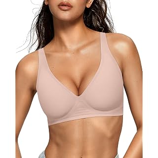 OEAK Womens Jelly Bras Wireless Deep V Bralette Comfy Push Up Tshirt Bras | Comfortable,support and lift,no underwire,bralett