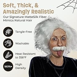 ALLAURA Old Man White Mad Scientist Wig and