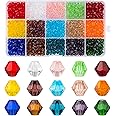 MissAudrey 900pcs Bicone Glass Beads 6mm Bicone Crystal Beads for Jewelry Making Faceted Crystal Glass Beads 15 Colors for DIY Beading Projects Bracelets Necklaces Earrings Suncatcher Crafts