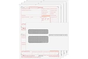 EZ CHECKS W-2 Tax Forms for 2025 | 4-Part Laser Forms Kit with Envelopes and W-3 Transmittal | Quantity for 10 Employees