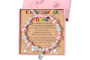 Trabuono Kindergarten Preschool Graduation Gifts for Girls, 2025 Graduation Gifts for Her 5TH Grade Grad Gift Unicorn Charm Bracelet for Daughter Granddaughter Niece with Card Present Boxed