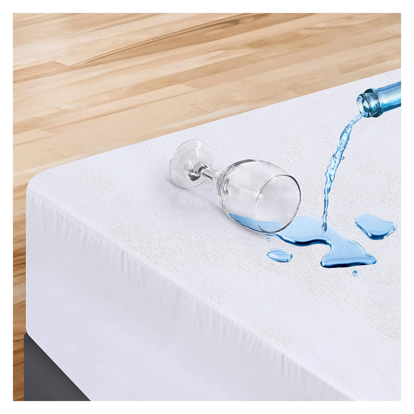 100% Waterproof Mattress Protector, 30cm Deep, Terry Cotton Encasement, Terry Towelling Fully Fitted Sheet, Elasticated Side Skirts, Breathable, Hypoallergenic, Anti Dust Mite (Cot)