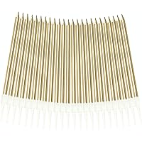 Aplusplanet 24 Count Champagne Gold Birthday Cake Candles, Metallic Long Thin Cake Candle in Holder for Cupcake Wedding…