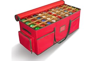 HYRIXDIRECT Christmas Ornament Storage Box -Up to 160 Holiday Ornaments with Adjustable Dividers & 6 Pockets Large Capacity Storage Container for Christmas Decorations Toys Gift Wrap Organizer