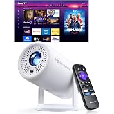 Boldever Roku TV 1080P FHD Mini Smart Projector with Wi-Fi and Bluetooth | Supports Netflix, YouTube, Disney+, Paramount+, 10000+ Channels, TOF Auto Focus, Auto Keystone, Zoom