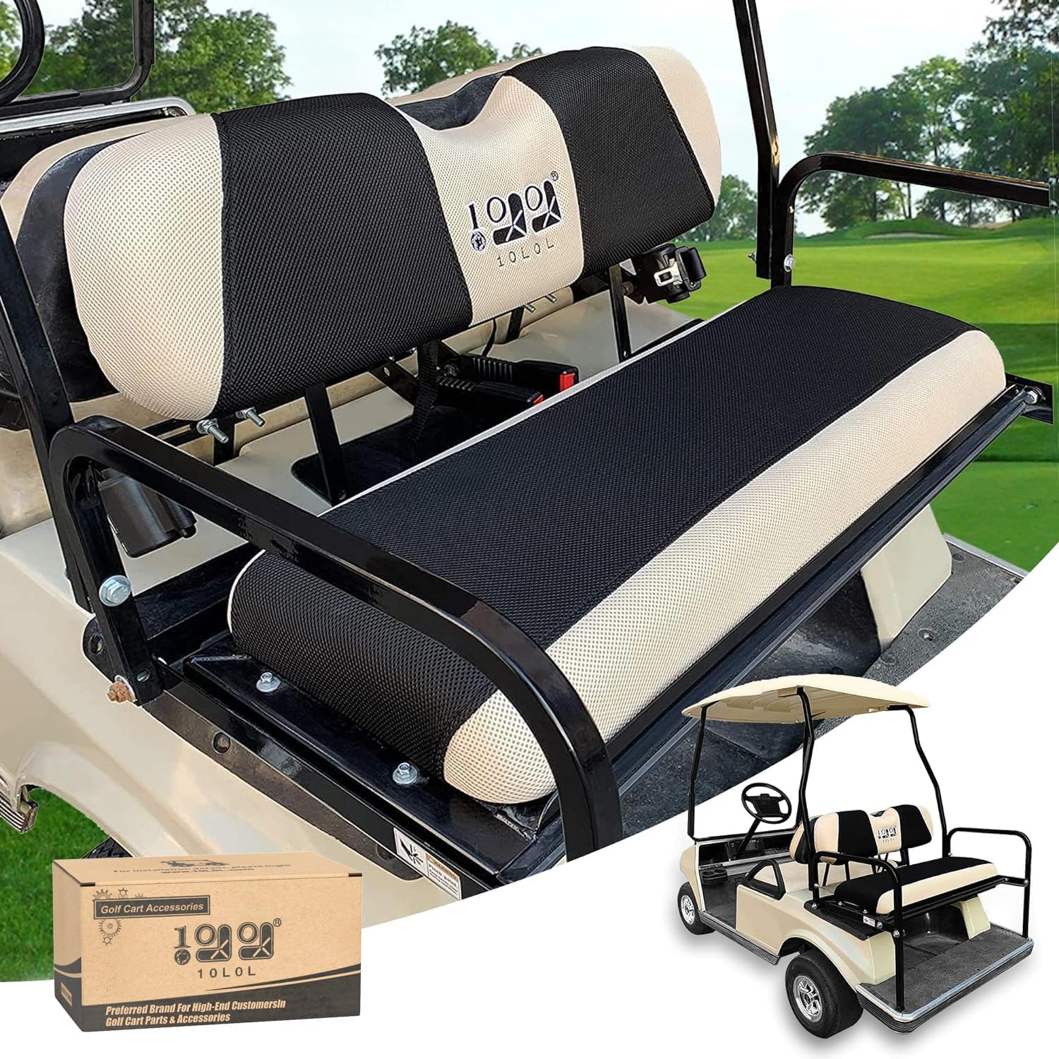 10L0L Universal Golf Cart Rear Seat Cover Dress UP Older Golf Cart Durable Breathable Material Fit Like a Glove for EZGO Club Car and Yamaha, Easy to Install