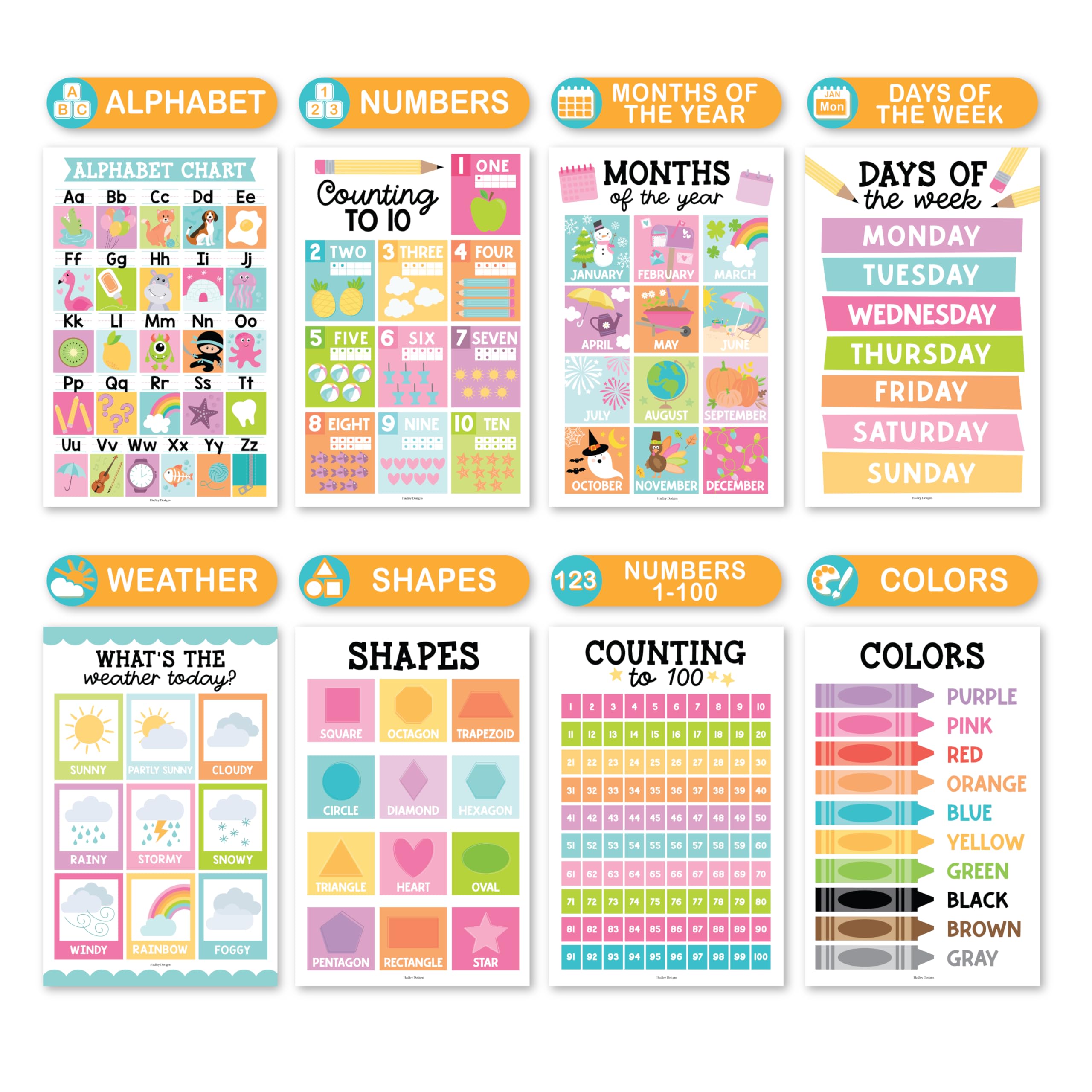 Mua Hadley Designs 16 Educational Posters for Classroom Decor - Pastel ...
