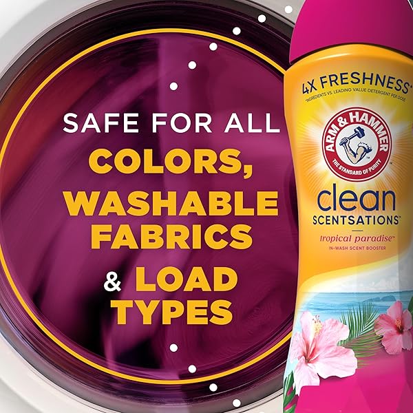 ARM & HAMMER CLEAN SCENTSATIONS IN-WASH SCENT BOOSTER, LAUNDRY SCENT BOOSTER TROPICAL PARADISE SCENT, 45 OZ