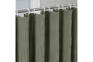 OWENIE Sage Green Shower Curtain, Farmhouse Rustic Striped Textured Fabric Shower Curtain for Bathroom, Hotel Style, Machine Washable, Sage Green, 72x72 inch