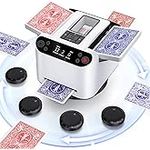 XPAW Automatic Card Shuffler and Dealer 2-in-1, 2 Deck 360° Rotating Dealing Machine for 12 Players, 4 Drawing Remotes, Rechargeable Playing Card Shuffler Machine for UNO, Poker, Phase 10