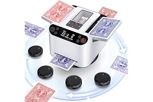 XPAW Automatic Card Shuffler and Dealer 2-in-1, 2 Deck 360° Rotating Dealing Machine for 12 Players, 4 Drawing Remotes, Recha