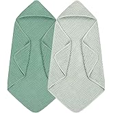 Accmor 2 Pack Hooded Baby Towels, 100% Muslin Cotton Bath Towel for Babies, Newborn, Infant and Toddler, Absorbent Soft Baby Bath Towel with Hood, Boy and Girl Bath Essentials