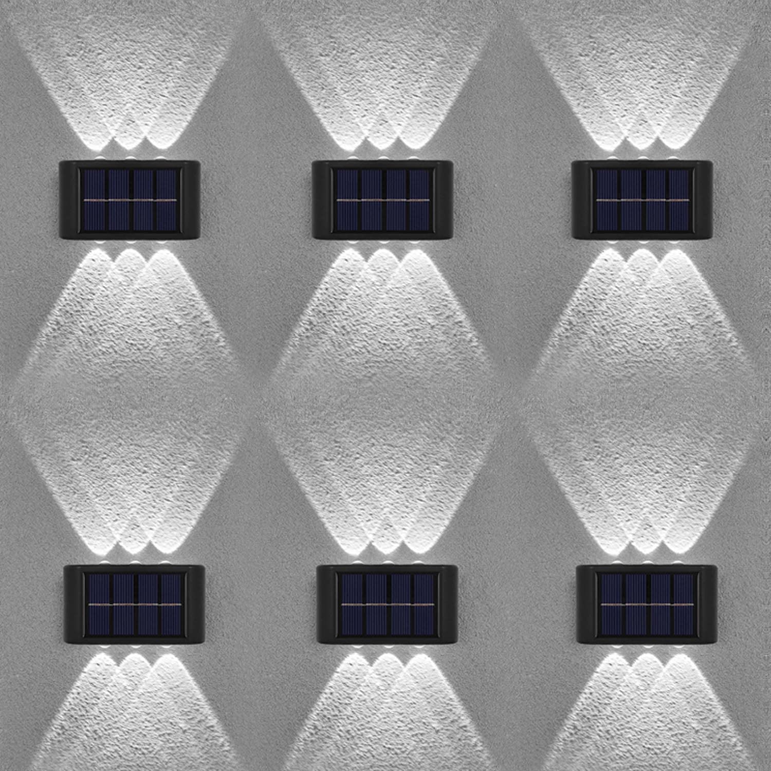 Leehui 6 Pack Solar Wall Lights Outdoor, 6 LED Waterproof Solar Fence Lights Up and Down Front Door Lamps for Garden Decoration, Yard, Pathway (Bright White, 6 Pack)