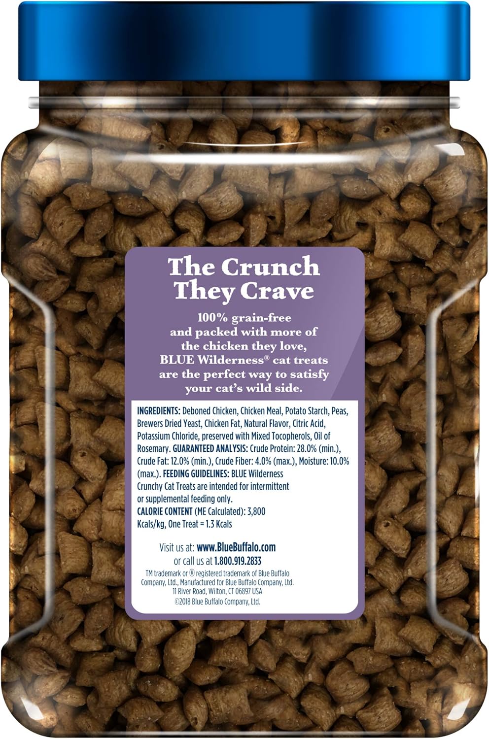 Blue Buffalo Wilderness Grain Free Crunchy Cat Treats, Chicken 12-oz Tub : Pet Supplies