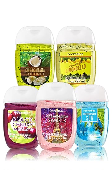 Bath And Body Works Anti Bacterial Hand Gel 5 Pack Pocketbac Sanitizers Assorted Scents 1 Fl Oz Each
