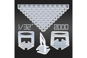 HOMELANCE Tile Leveling System 1/32" 2000 Piece 1.0mm Tile Spacers 1/32 Inch Leveling System, Tile Leveling Clips 1/32 Tile Spacers Leveling System for Professional Ceramic Tile (1/32" 2000pcs)