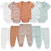 falianni Baby Boy Girl 10 Piece Combined Type Clothing Set Cotton Baby Bodysuits and Pants Set Home Outdoor Infant Clothes