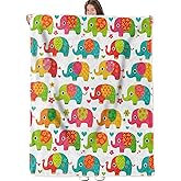 ZZNHP Colorful Elephant Blanket, Wildlife Flannel Throw, Soft Cozy Lightweight Throws Blankets for Women Girls Animal Lovers, Cartoon Vibrant Home Decor for Sofa Couch Bedroom Home, 60x50 Inch