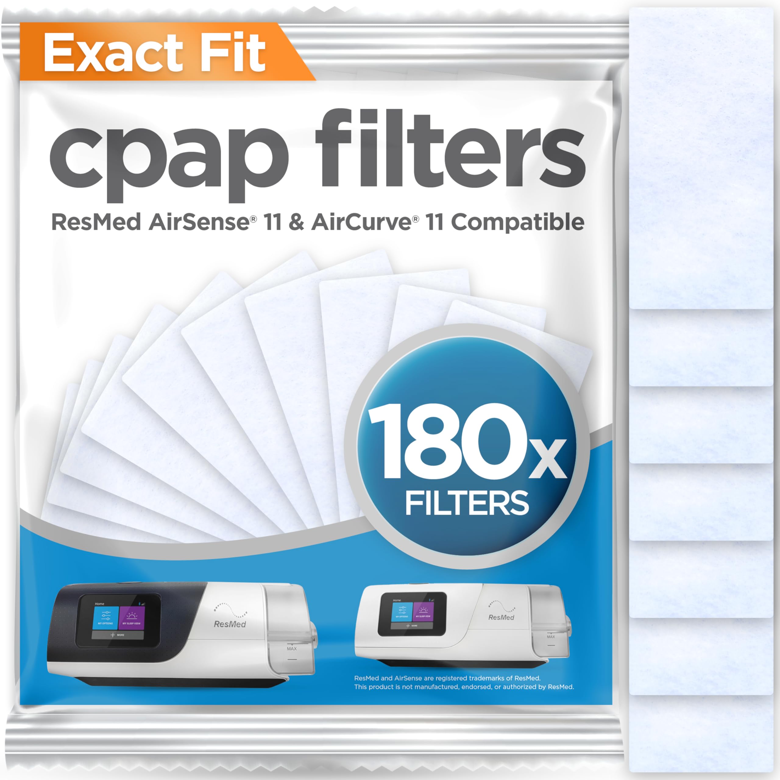 resplabs CPAP Filters Compatible with the ResMed AirSense 11 Machine (Pack of 180)