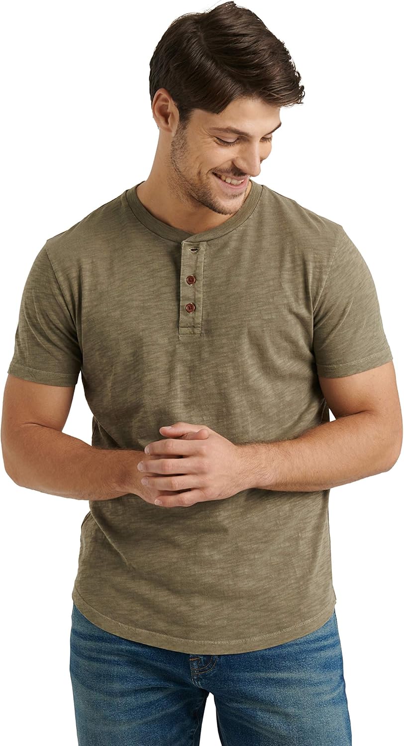 Lucky Brand Men's Short Sleeve Slub Henley T Shirt at  Men’s Clothing store