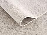THE RUGS Grey Cream Plain Rug Living Room 120x170 Short Pile view 3