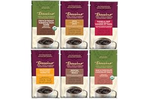 Teeccino Herbal Coffee Sampler - 6 x 30g Trial Size Chicory Coffee Alternatives - French Roast, Vanilla Nut, Hazelnut, Mocha,
