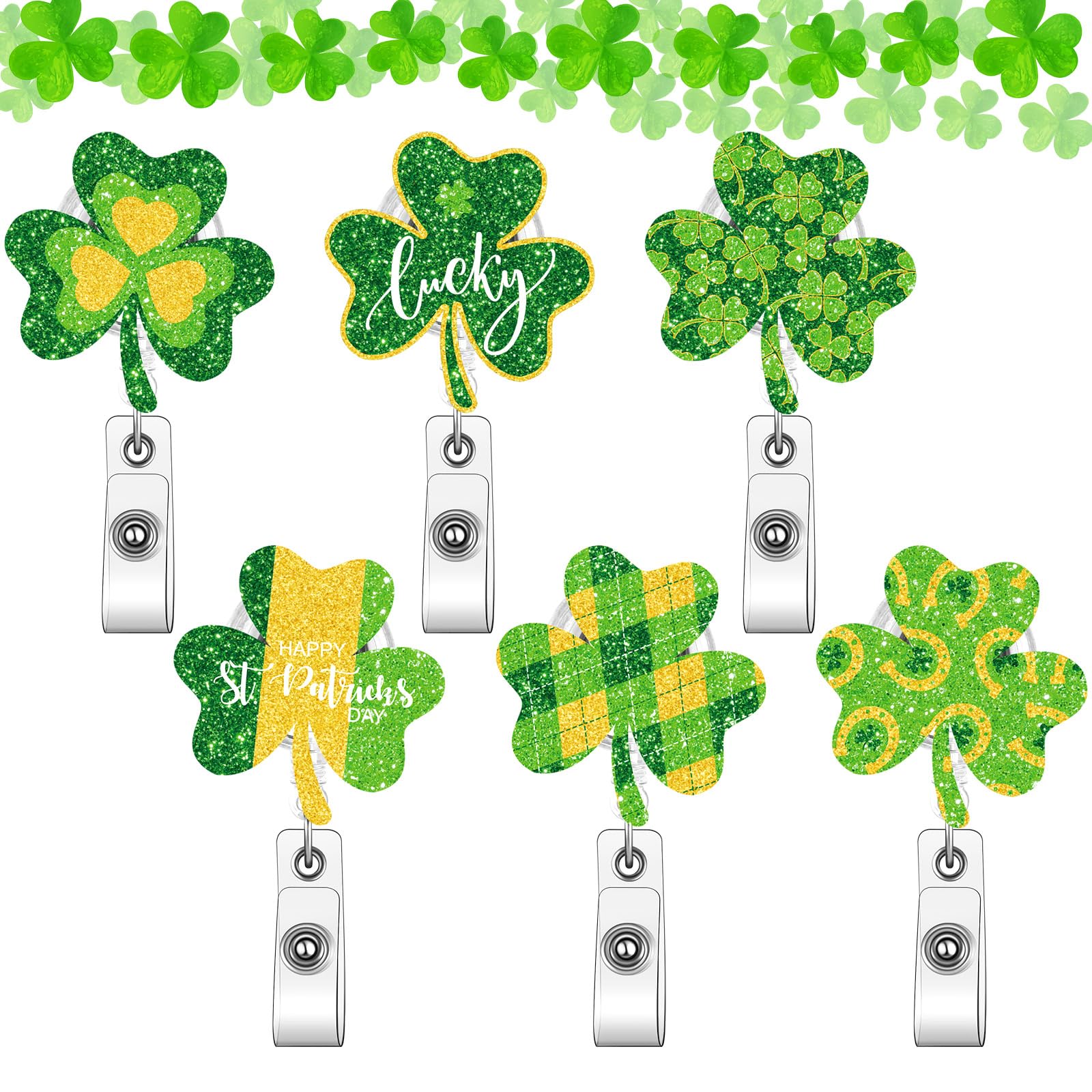 Photo 1 of ****ONLY 3PCS*** 3 Pcs Holiday Badge Reels for Doctor Retractable Badge Reels with Clip Decorative Holiday ID Name Clips for Doctor Office Worker(Clover)