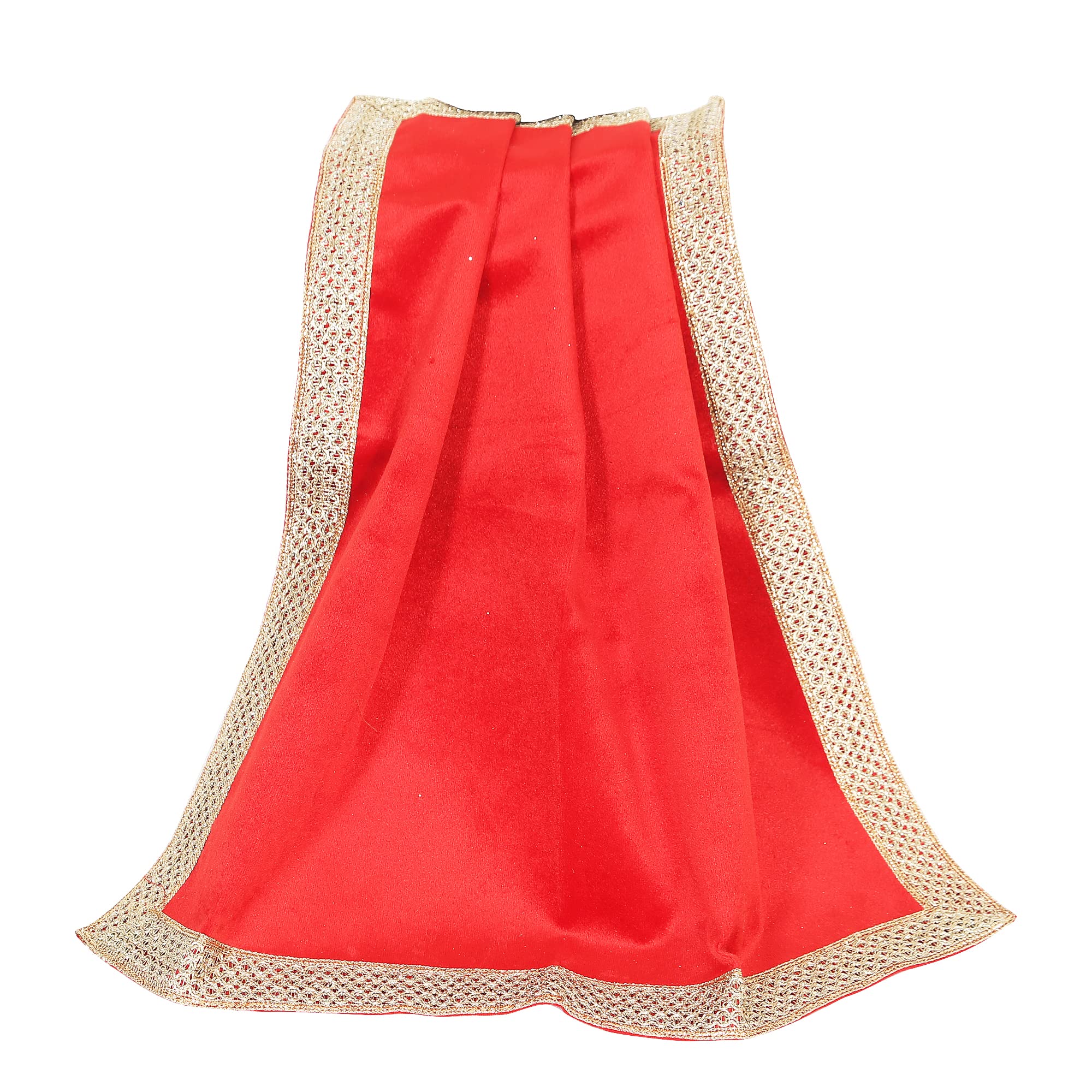 Indian Consigners Velvet Altar Cloth with Golden Border – Small Multipurpose Square Table Cover for Tarot Reading, Spiritual Use, Jewellery Display, Pooja Base & Home Décor Bright Red