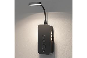 Ellasay Reading Light, Rechargeable Book Lights for Reading at Night, Led Wall Lamp for Bedroom, Portable Reading Lamp,Detachable Night Light,3 Color-Stepless Dimmable,Timers - Black