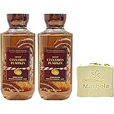 Bath & Body Works Sweet Cinnamon Pumpkin 2 Pack Body Wash Bundle with a Wild Jasmine Bar Soap - Full Size