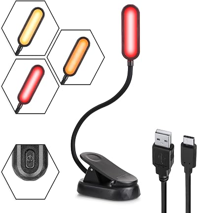 Toys4Boys Amber Reading Light for Books in Bed Red Clip On Dimmable