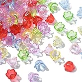 KitBeads 550pcs Random Bell & Trumpet Flower Beads - Transparent Acrylic for Jewelry Making - Bulk
