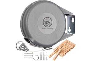 Ever Variety Retractable Clothesline Indoor and Outdoor Cord 49 Feet, Heavy Duty 30lbs Weight Capacity Laundry Line Retracting, Space Saving Extendable and Easy Installation