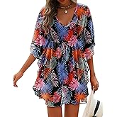 AI'MAGE Womens Beach Swimsuit Coverup Sexy Sheer Bathing Suit Cover Up Dress Swimwear Tie Waist Chiffon Beachwear