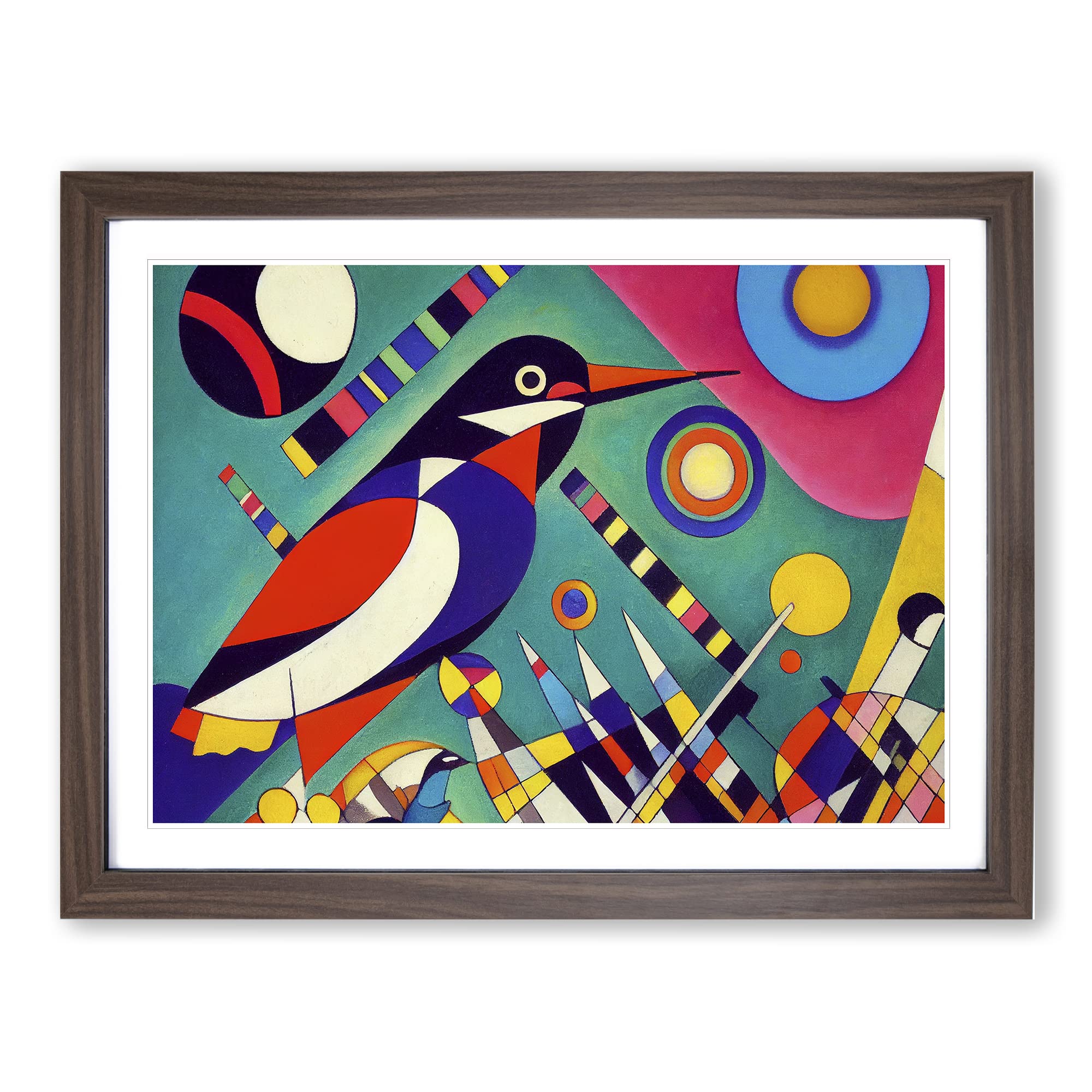 Abstract Kingfisher Bird Vol.1 Framed Print | A4 Walnut Framed Wall Art | Ready to Hang | Abstract Fantasy Picture | Living Room Bedroom Lounge Office